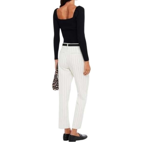 GANNI Striped Tapered Pants, Size 8, White | Black, NWOT - Picture 2 of 16